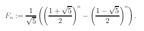 Формула n-го члена чисел Фибоначчи